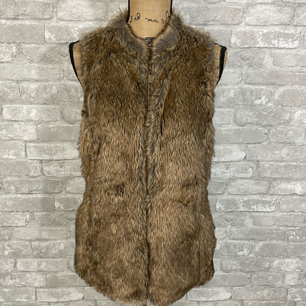 Maurices zip front fur vest